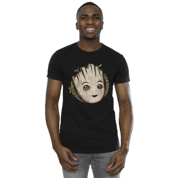 Marvel Mens I Am Groot Wooden Head T-Shirt