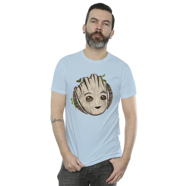 Marvel Mens I Am Groot Wooden Head T-Shirt