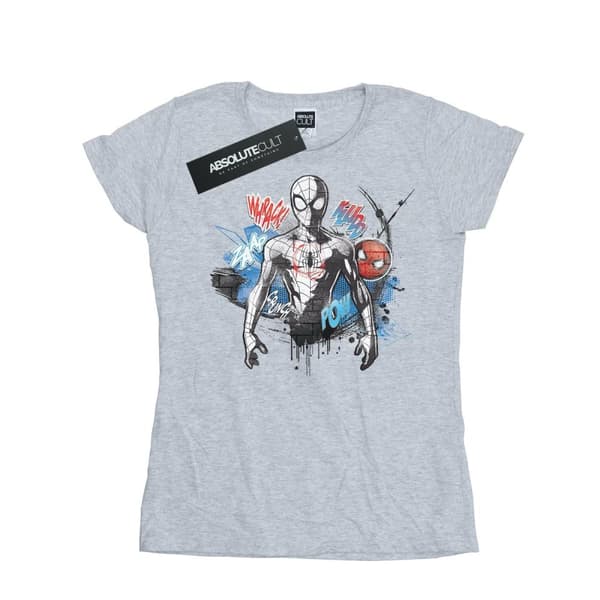 Marvel Womens/Ladies Spider-Man Graffiti Pose Cotton T-Shirt