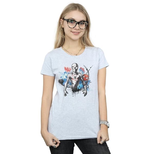 Marvel Womens/Ladies Spider-Man Graffiti Pose Cotton T-Shirt