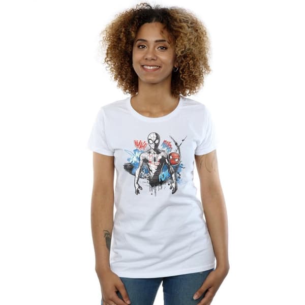 Marvel Womens/Ladies Spider-Man Graffiti Pose Cotton T-Shirt