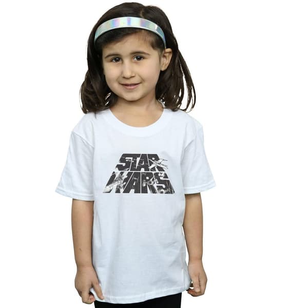 Star Wars T-shirt i bomull med rymdskiss och logotyp för flickor