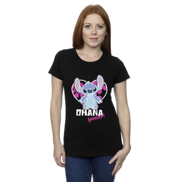 Disney Womens/Ladies Lilo And Stitch Ohana Forever Heart Cotton T-Shirt