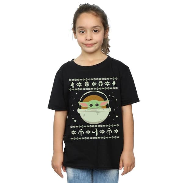 Star Wars Girls The Mandalorian The Child Christmas T-shirt i bomull