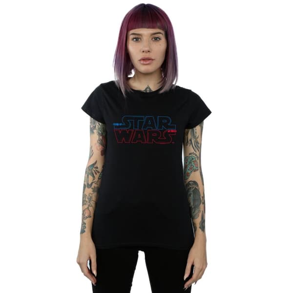 Star Wars T-shirt i bomull med ljussabel-logotyp för damer/damer