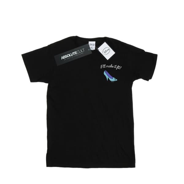 Disney Princess T-shirt i bomull med brösttryck - I´ll Make It Fit för flickor Black 9-11 Years