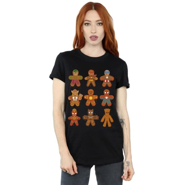 Marvel Dam/kvinnor Avengers Christmas Gingerbread Boyfriend T-shirt i bomull