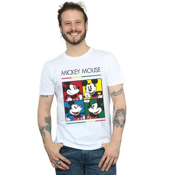 Disney Mens Mickey Mouse Square Colour T-Shirt