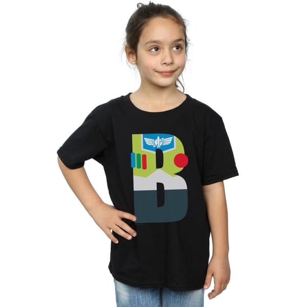 Disney T-shirt i bomull för flickor med alfabetet B för Buzz Lightyear