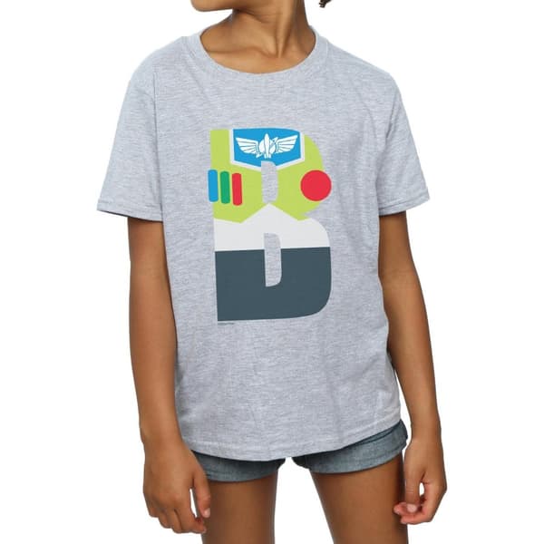 Disney T-shirt i bomull för flickor med alfabetet B för Buzz Lightyear