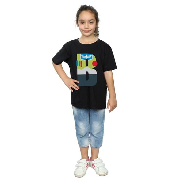 Disney T-shirt i bomull för flickor med alfabetet B för Buzz Lightyear