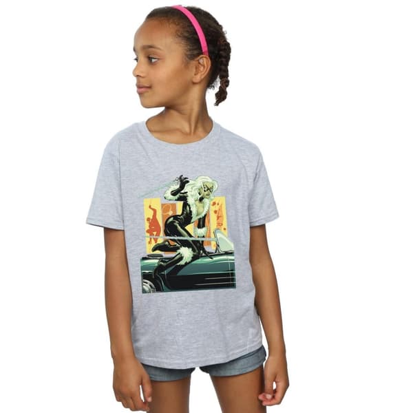 Marvel Girls Black Cat Car Cotton T-Shirt