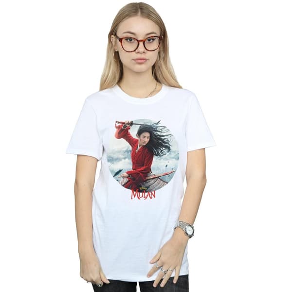 Disney Dam/Lady Mulan Movie Sword Poster Boyfriend T-shirt i bomull
