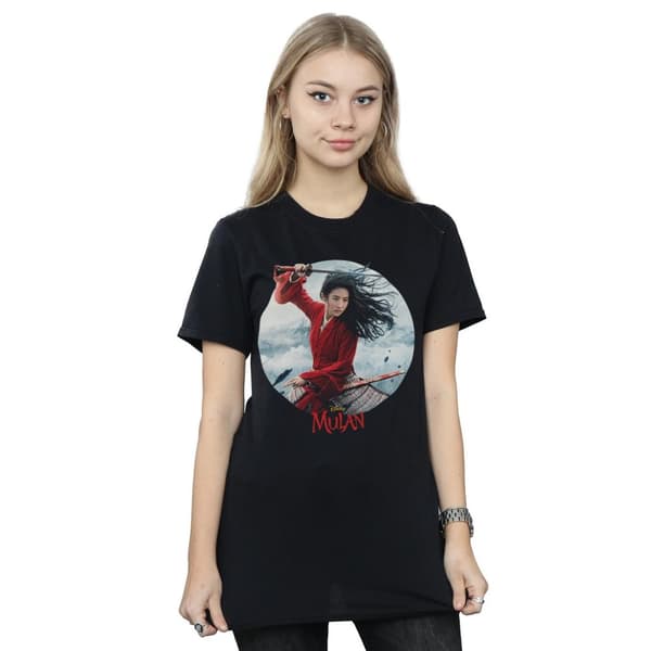 Disney Dam/Lady Mulan Movie Sword Poster Boyfriend T-shirt i bomull