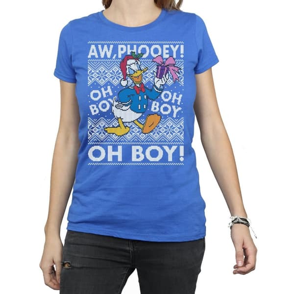 Disney Dam/Tjej Donald Duck Christmas Fair Isle T-shirt i bomull