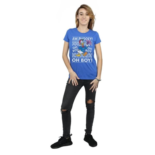 Disney Dam/Tjej Donald Duck Christmas Fair Isle T-shirt i bomull