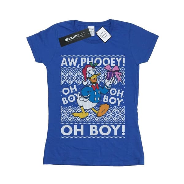 Disney Dam/Tjej Donald Duck Christmas Fair Isle T-shirt i bomull