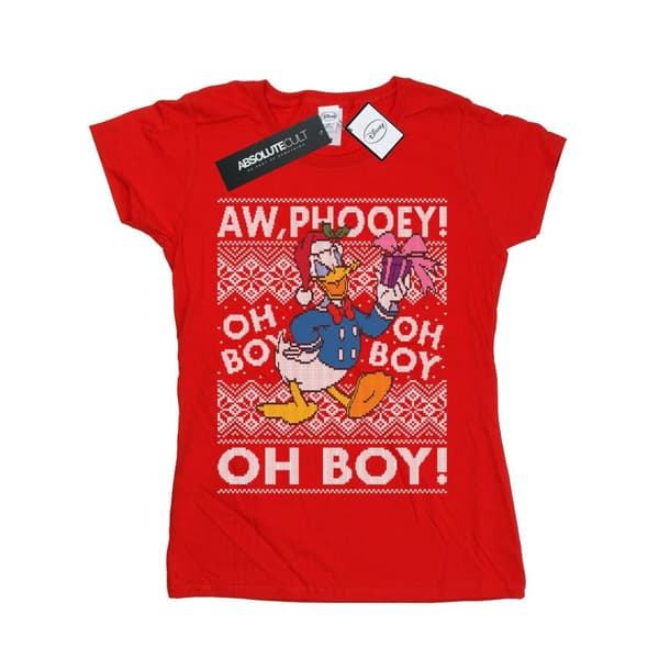 Disney Dam/Tjej Donald Duck Christmas Fair Isle T-shirt i bomull