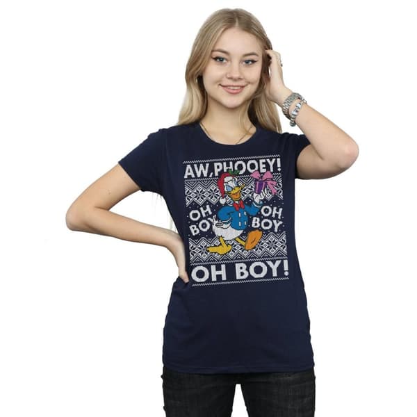 Disney Dam/Tjej Donald Duck Christmas Fair Isle T-shirt i bomull