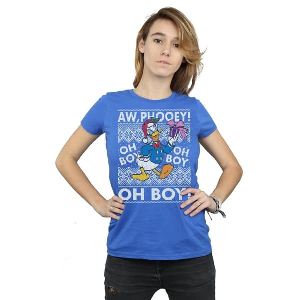 Disney Dam/Tjej Donald Duck Christmas Fair Isle T-shirt i bomull