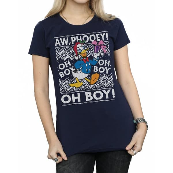 Disney Dam/Tjej Donald Duck Christmas Fair Isle T-shirt i bomull