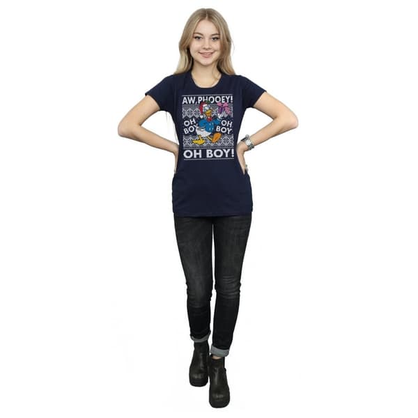 Disney Dam/Tjej Donald Duck Christmas Fair Isle T-shirt i bomull