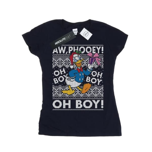 Disney Dam/Tjej Donald Duck Christmas Fair Isle T-shirt i bomull