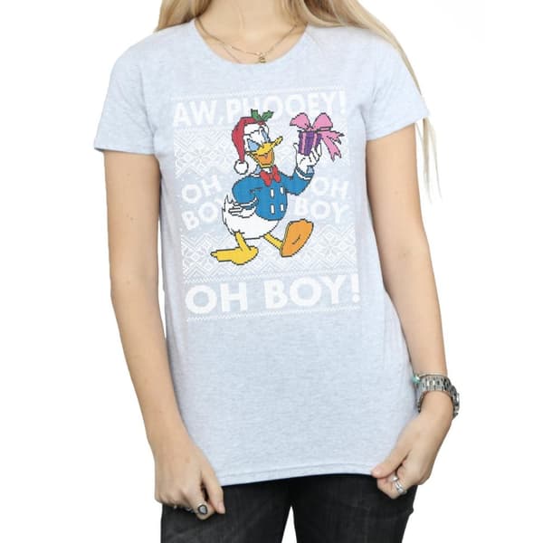 Disney Dam/Tjej Donald Duck Christmas Fair Isle T-shirt i bomull