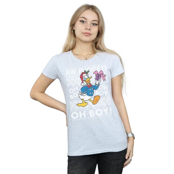 Disney Dam/Tjej Donald Duck Christmas Fair Isle T-shirt i bomull