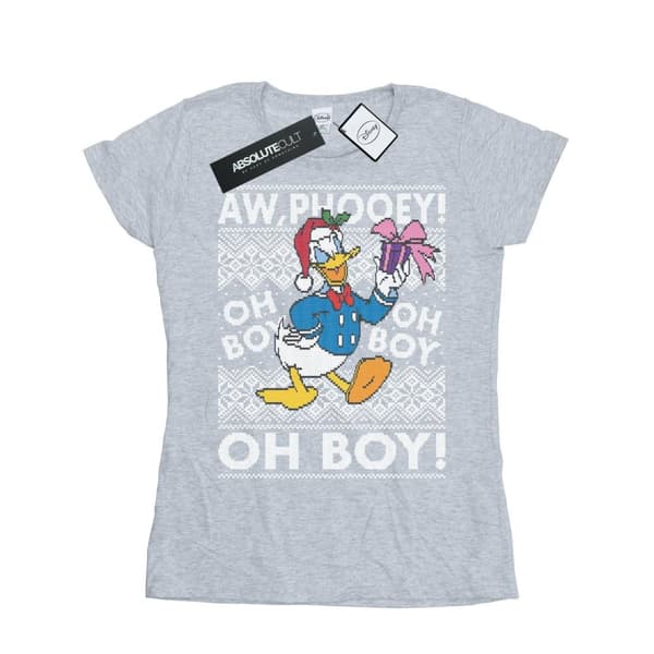 Disney Dam/Tjej Donald Duck Christmas Fair Isle T-shirt i bomull