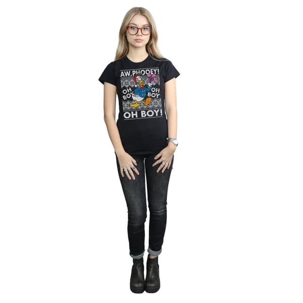 Disney Dam/Tjej Donald Duck Christmas Fair Isle T-shirt i bomull