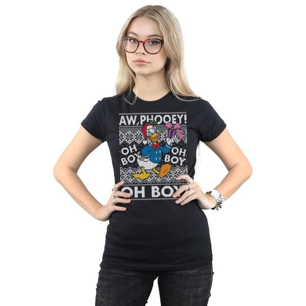 Disney Dam/Tjej Donald Duck Christmas Fair Isle T-shirt i bomull