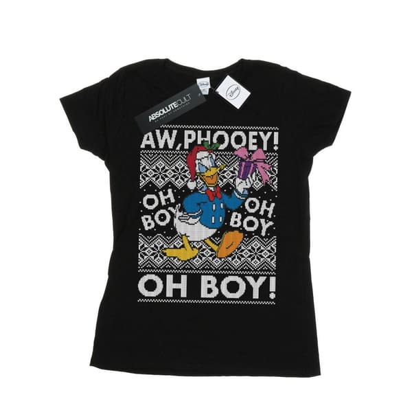 Disney Dam/Tjej Donald Duck Christmas Fair Isle T-shirt i bomull
