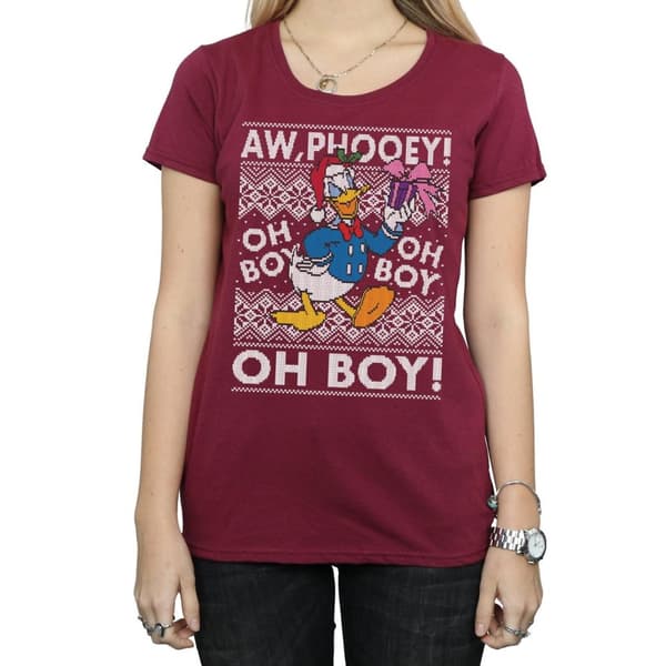 Disney Womens/Ladies Donald Duck Christmas Fair Isle Cotton T-Shirt