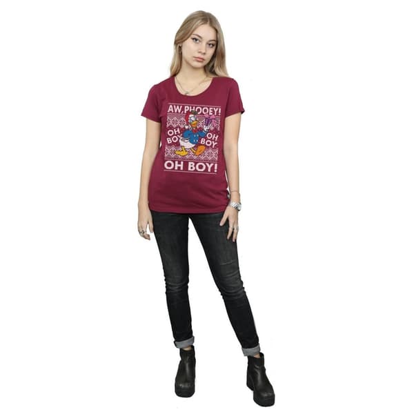 Disney Womens/Ladies Donald Duck Christmas Fair Isle Cotton T-Shirt