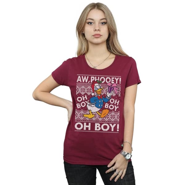 Disney Womens/Ladies Donald Duck Christmas Fair Isle Cotton T-Shirt