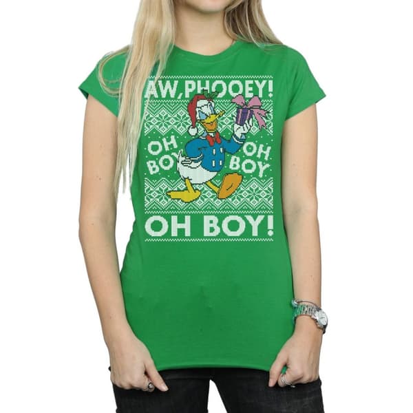 Disney Dam/Tjej Donald Duck Christmas Fair Isle T-shirt i bomull