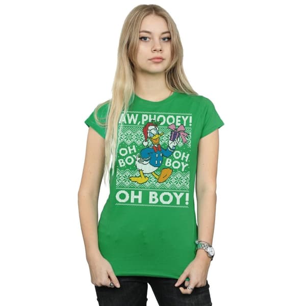 Disney Dam/Tjej Donald Duck Christmas Fair Isle T-shirt i bomull