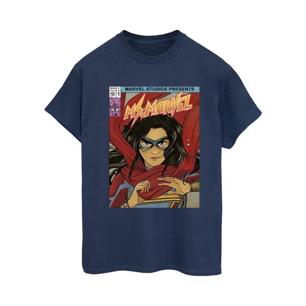 Marvel Womens/Ladies Ms Marvel Comic Poster Cotton Boyfriend T-Shirt