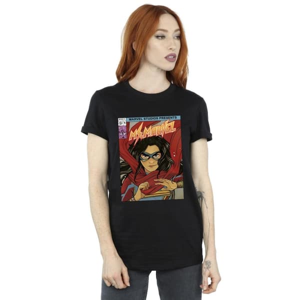 Marvel Womens/Ladies Ms Marvel Comic Poster Cotton Boyfriend T-Shirt