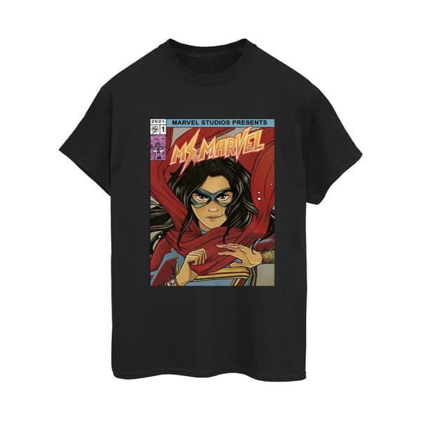 Marvel Womens/Ladies Ms Marvel Comic Poster Cotton Boyfriend T-Shirt