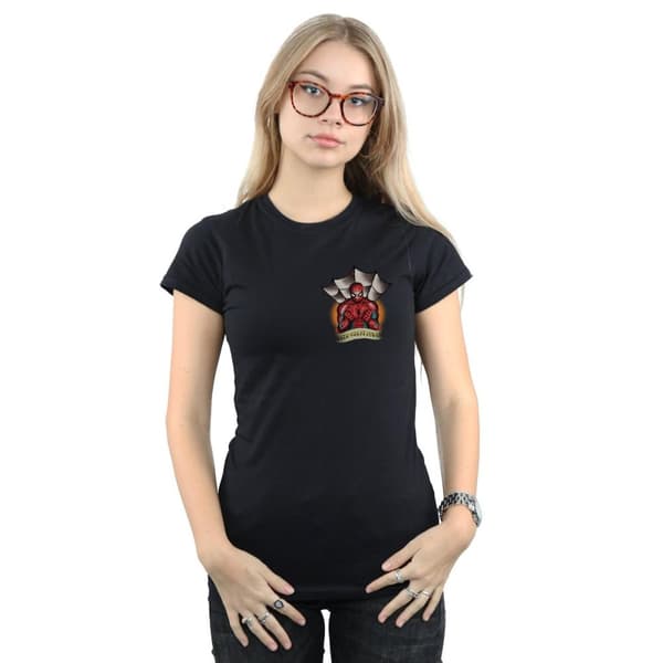 Marvel Womens/Ladies Spider-Man Tattoo Breast Print Cotton T-Shirt