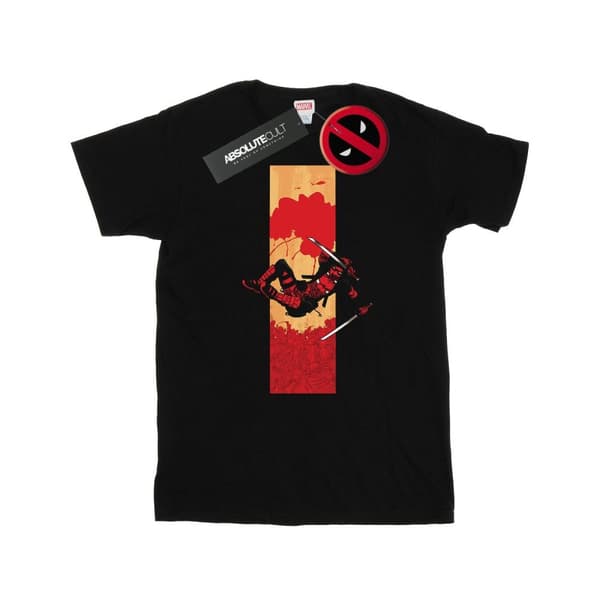 Marvel Mens Deadpool Blood Strip T-Shirt Black L