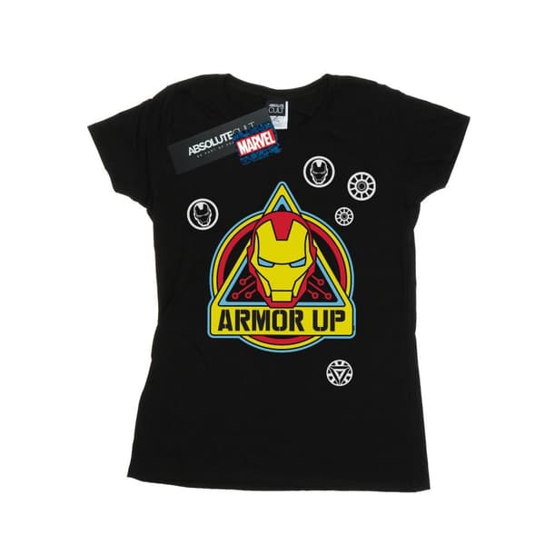 Marvel Womens/Ladies Iron Man Armor Up Badge Cotton T-Shirt