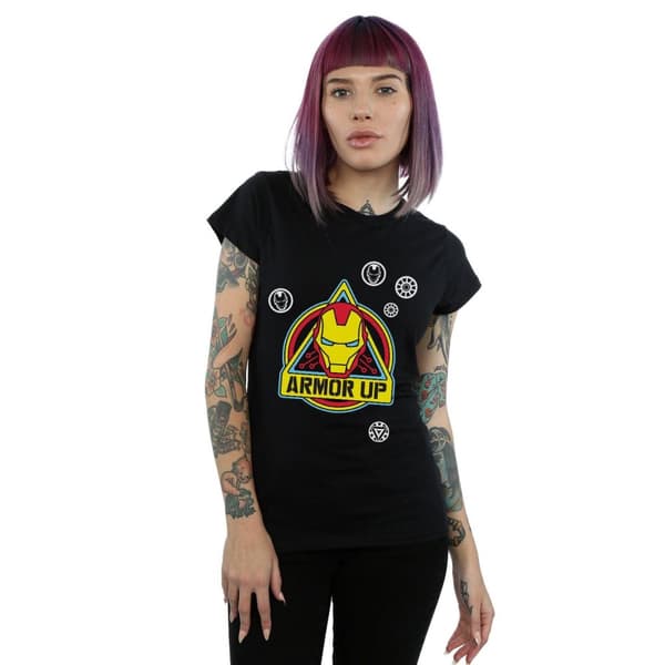 Marvel Womens/Ladies Iron Man Armor Up Badge Cotton T-Shirt