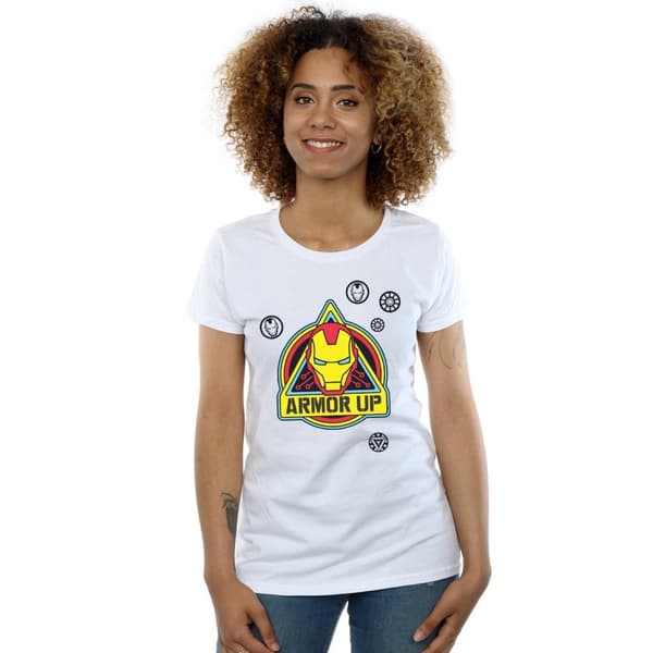 Marvel Womens/Ladies Iron Man Armor Up Badge Cotton T-Shirt