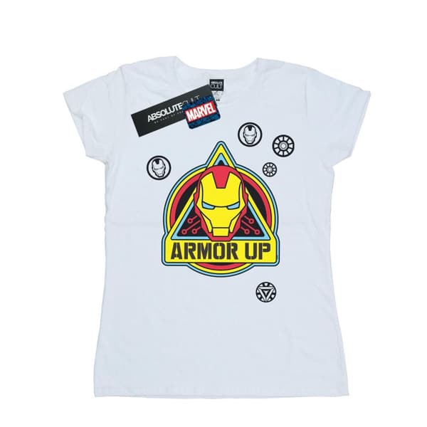Marvel Womens/Ladies Iron Man Armor Up Badge Cotton T-Shirt