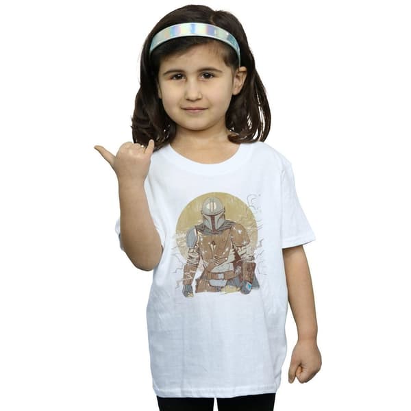 Star Wars Girls The Mandalorian Distressed Warrior Cotton T-Shirt