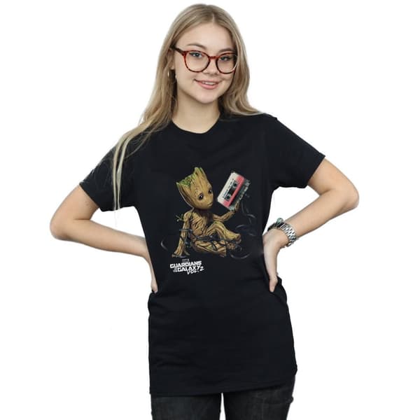 Marvel Womens/Ladies Guardians Of The Galaxy Groot Tape Cotton Boyfriend T-Shirt