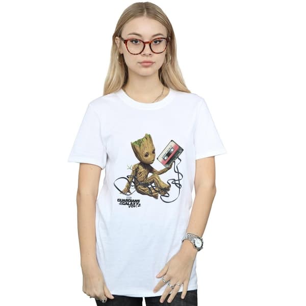 Marvel Womens/Ladies Guardians Of The Galaxy Groot Tape Cotton Boyfriend T-Shirt